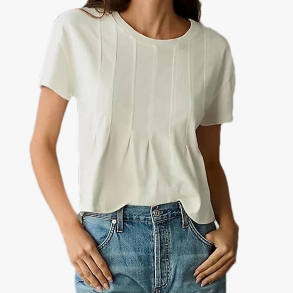 NWT WHITE CROP TUNIC TOP-S - Picture 3 of 14